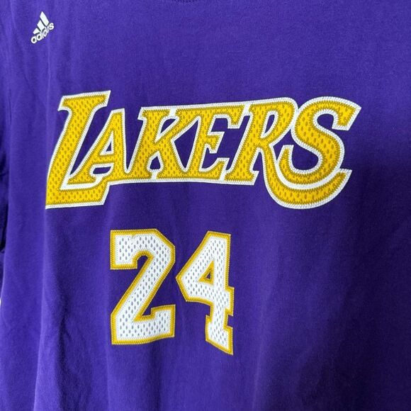 Kobe Bryant Los Angeles LA Lakers T-Shirt Womens Sz L Adidas #24 Purple NBA - Picture 3 of 9